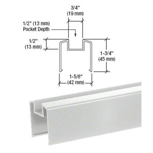 CRL Metallic Silver Bottom Rail for Glass, Series 200-400, 241" Long – Product Image 1