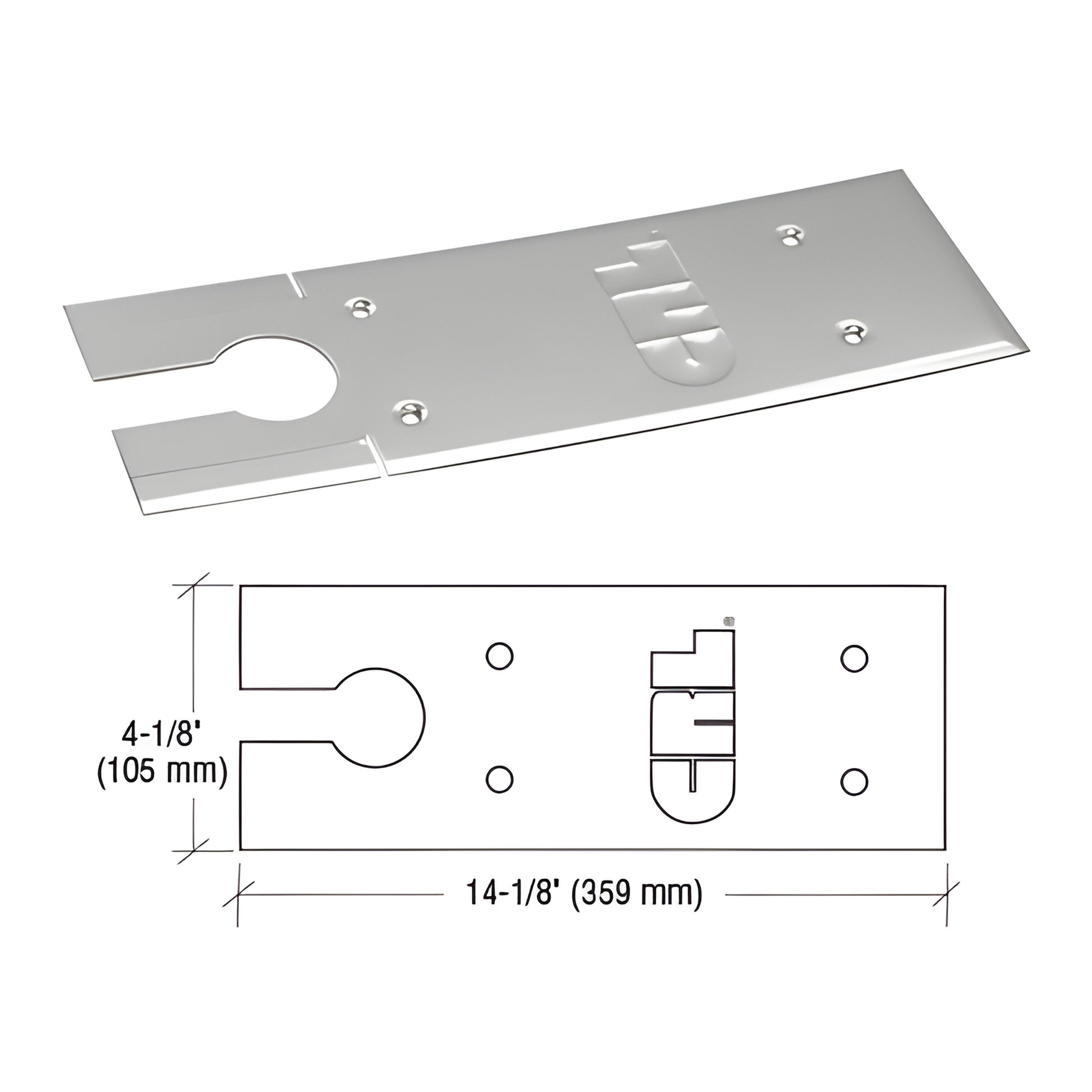 CRL85CPBS brushed stainless steel floor closer cover plate, 14-1/8" x 4-1/8", for CRL 8500 series
