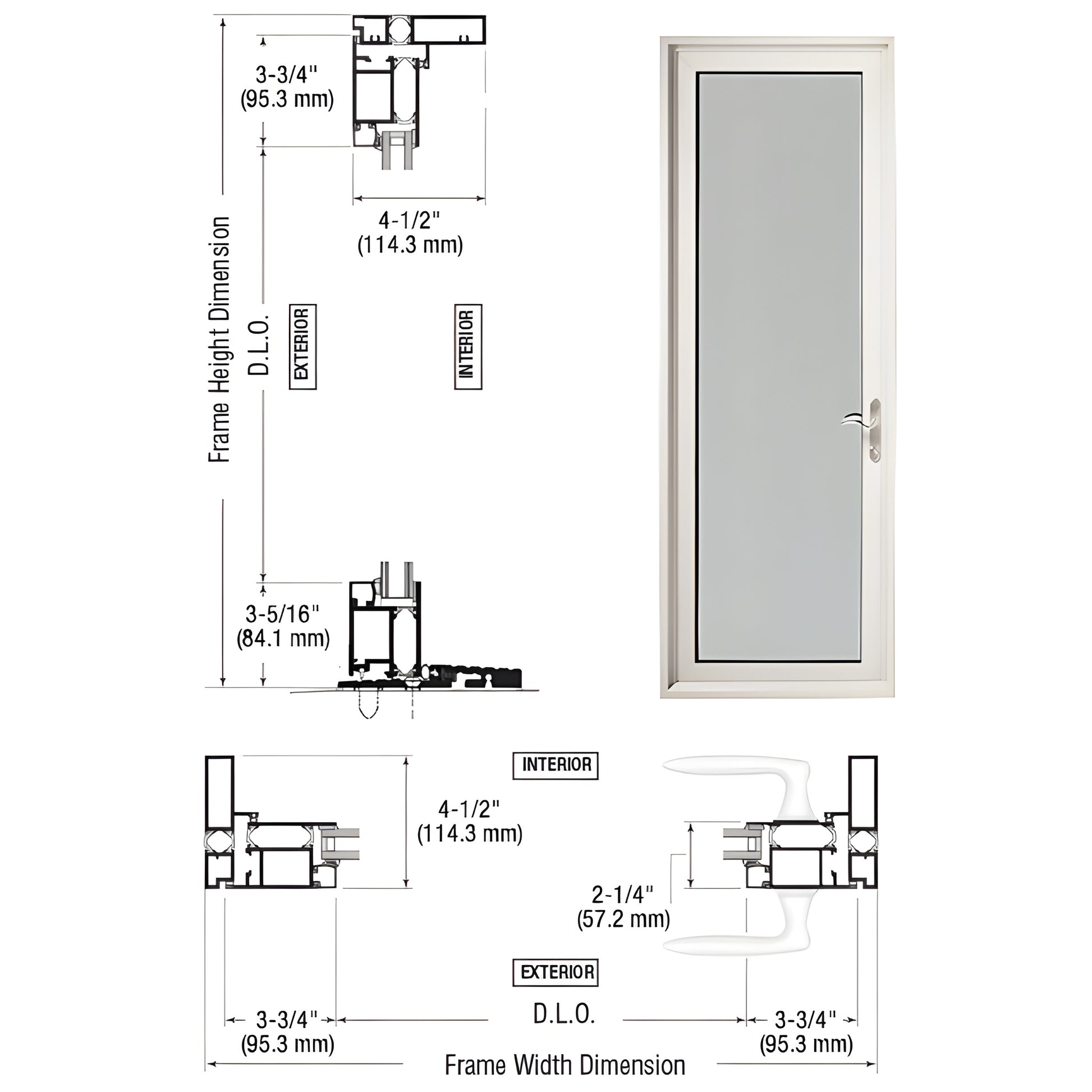 White Kynar CRL Series 925 thermally broken single outswing patio door, 1" IG, low-profile threshold