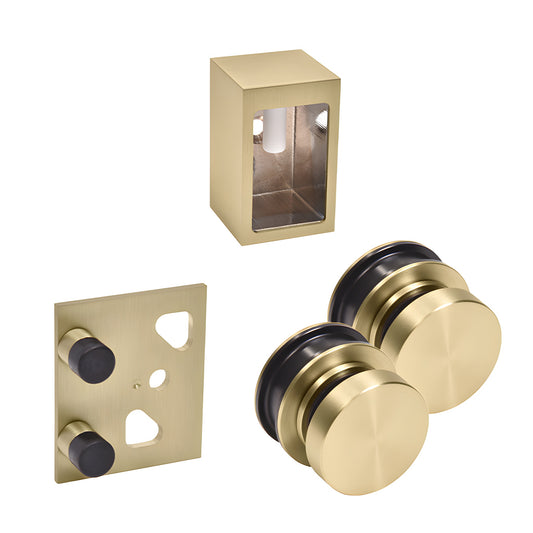 Brixen brushed bronze stainless steel sliding shower door replacement kit with two rollers, wall bracket, stopper