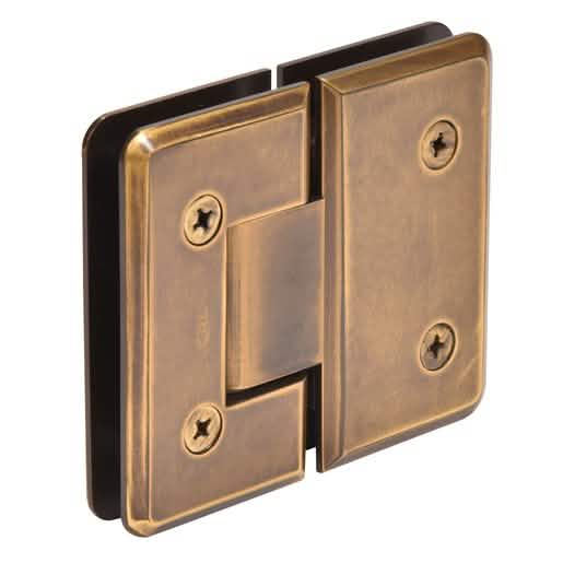 "CRL Vintage Brass Cologne 180 Series Glass-to-Glass Hinge, Elegant Finish, Durable Design