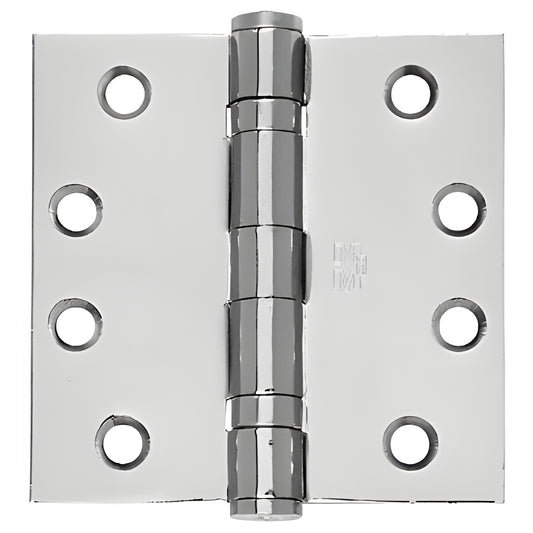 Satin stainless steel 4-1/2" ball-bearing full-mortise square door hinge, removable pin (SKU CB4532D)
