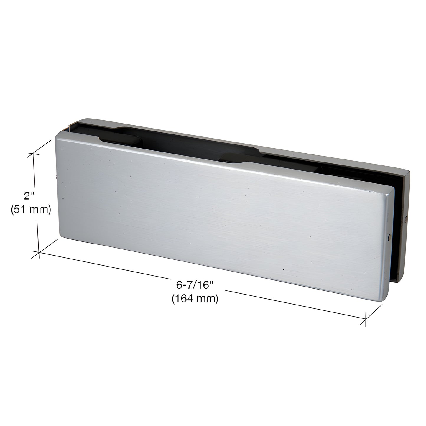 EUR201A aluminum patch fitting for frameless glass doors, top/bottom convertible, fits 3/8-1/2 in glass.