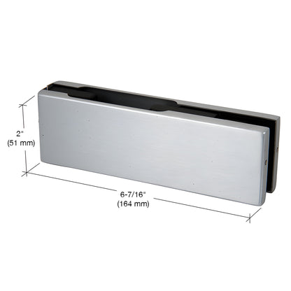 EUR201A aluminum patch fitting for frameless glass doors, top/bottom convertible, fits 3/8-1/2 in glass.