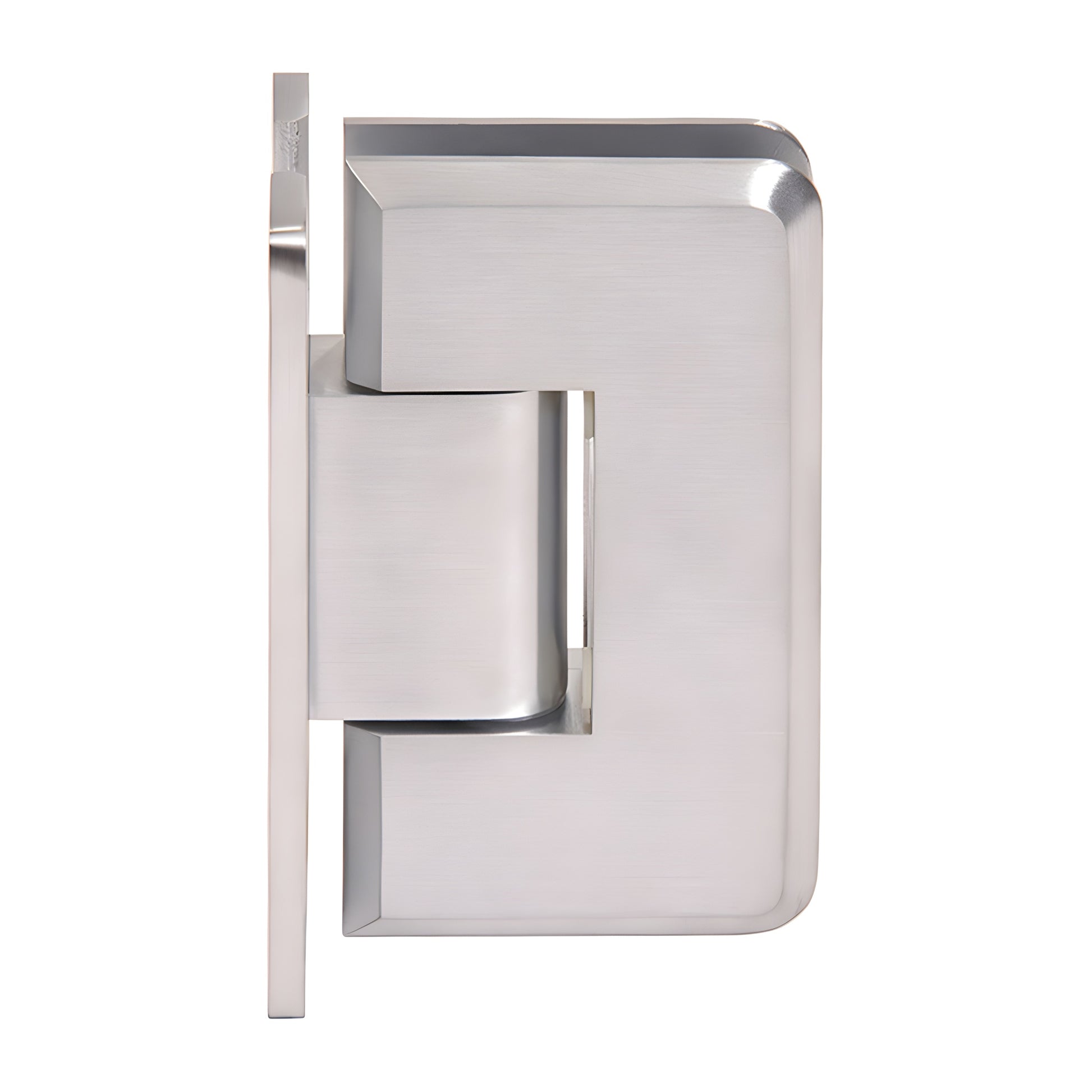 Brushed chrome brass Cologne shower hinge C0L037BCH, wall-mount H back plate for 3/8-1/2 (10-12mm) glass.