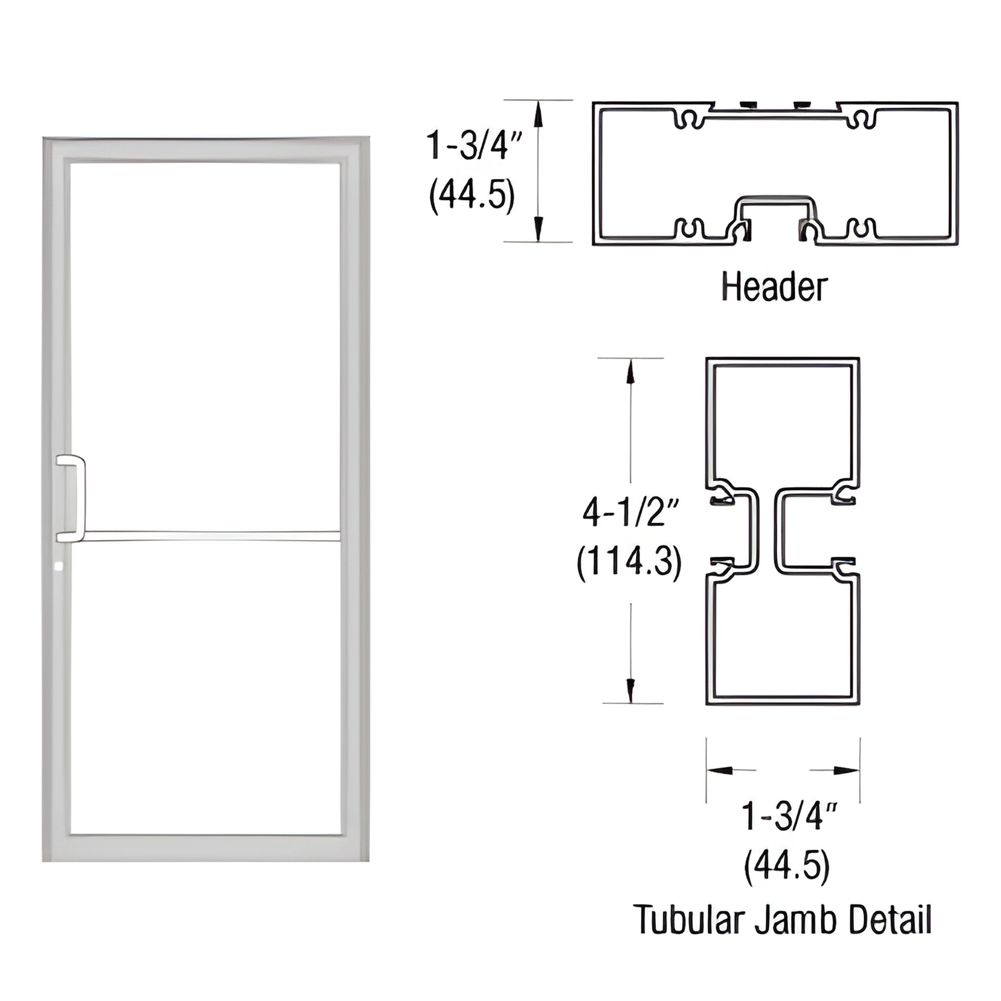 Clear anodized aluminum gear-hinge up-and-over frame with tubular jambs and threshold, SKU FR41811