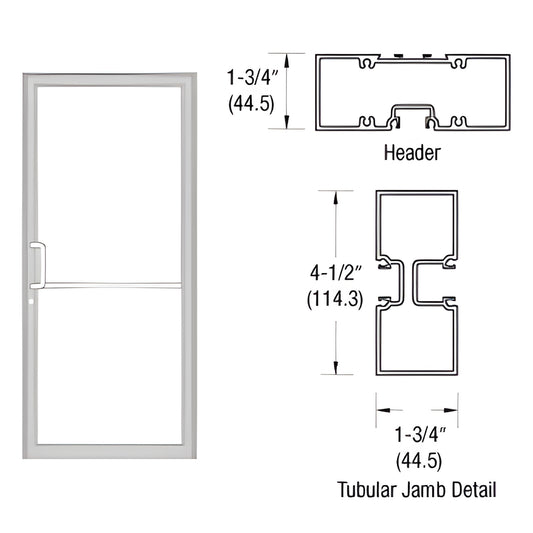 Clear anodized aluminum gear-hinge up-and-over frame with tubular jambs and threshold, SKU FR41811