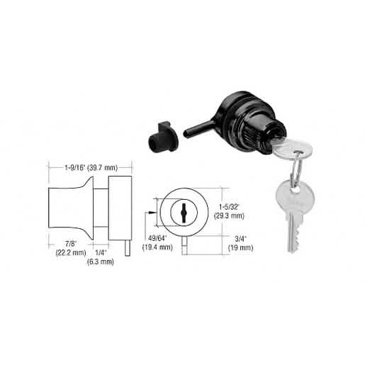 CRL Black Chrome Keyed Alike Thru-Glass Plunger Lock - Secure display lock solution.