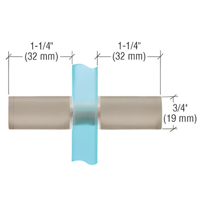 CRL Brushed Nickel Cylinder Glass Door Knobs Back-to-Back w/ Sleeve