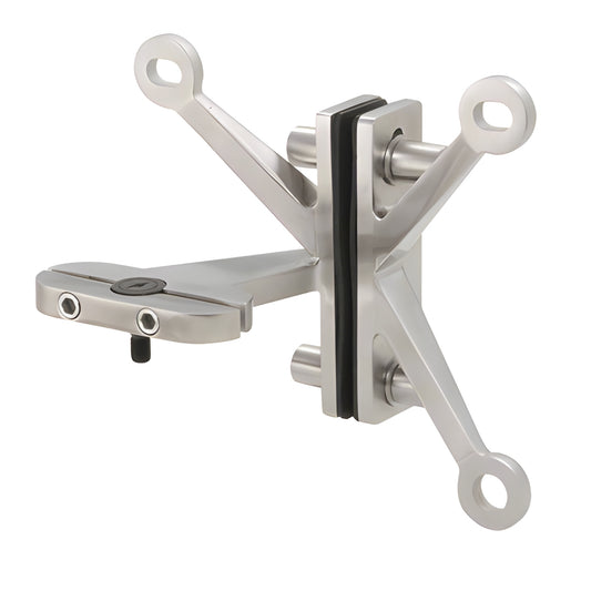 CRL FMHP40LHBS 316 stainless three-arm fin-mount heavy-duty pivot spider for frameless glass doors, includes pivot bearing.