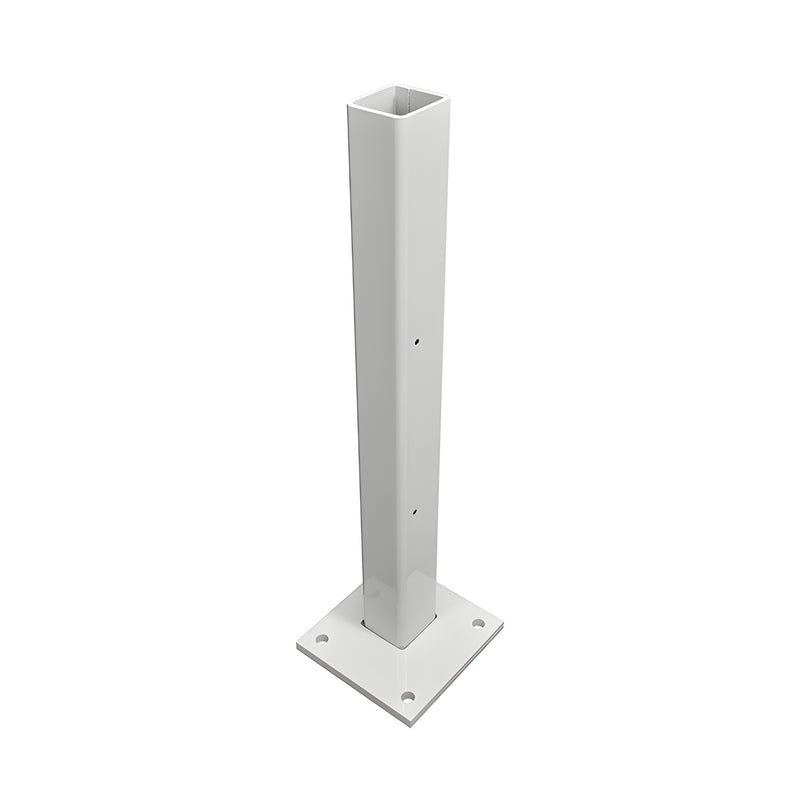 CRL CS4W sky-white 30 in square-tube 90 core-mount stanchion with 8 8 in base plate.