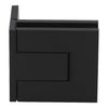 PAL044MBL matte black Palermo frameless glass door hinge, square offset back plate, fits 3/8-1/2 in (10-12mm) glass.