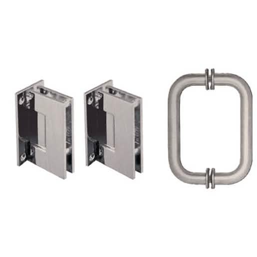 CRL Brushed Nickel Geneva Shower Pull and Hinge Set - Sleek, Modern Bathroom Hardware