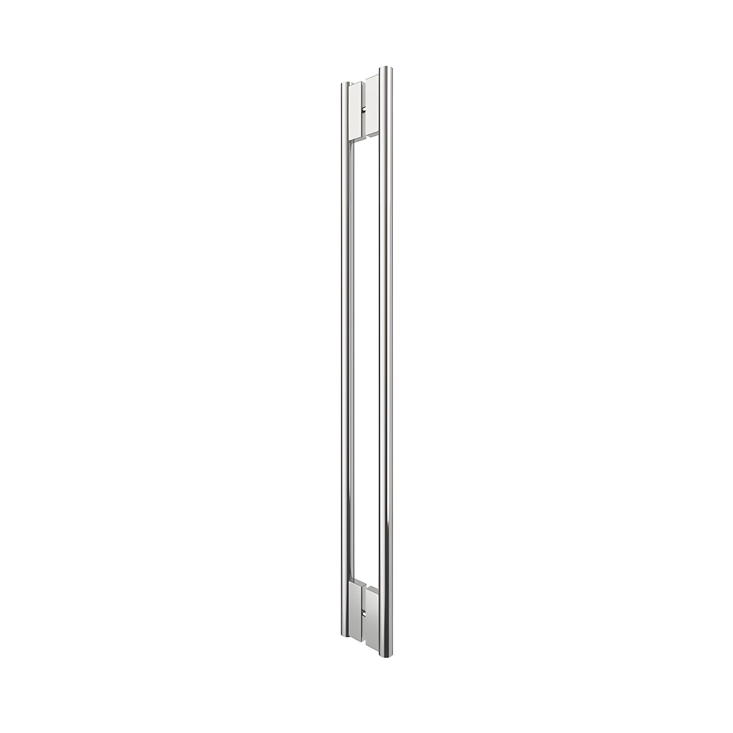 HPH48CPS polished stainless steel 48" tubular C-style shower handle, back-to-back glass mount for 3/8" panels, concealed hard