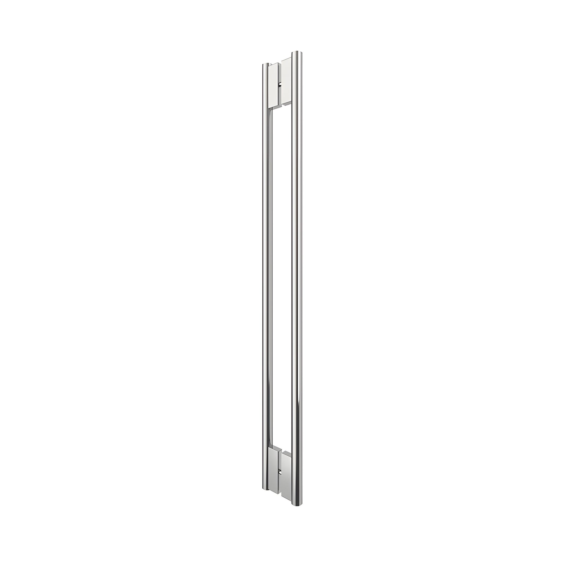 HPH48CPS polished stainless steel 48" tubular C-style shower handle, back-to-back glass mount for 3/8" panels, concealed hard