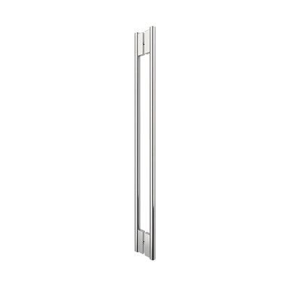 HPH48CPS polished stainless steel 48" tubular C-style shower handle, back-to-back glass mount for 3/8" panels, concealed hard