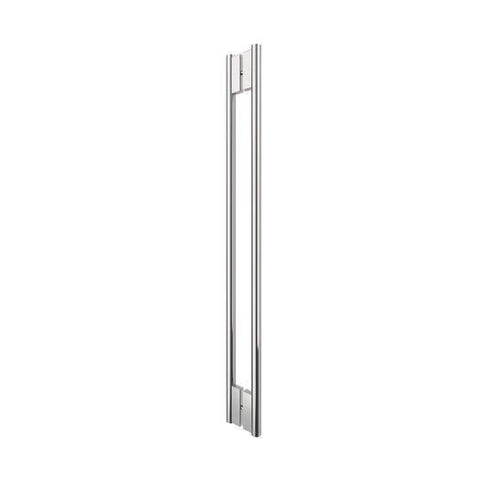 HPH48CPS polished stainless steel 48" tubular C-style shower handle, back-to-back glass mount for 3/8" panels, concealed hard