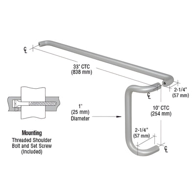 CRL Satin Chrome Push Bar & Pull Handle Set for Glass Door
