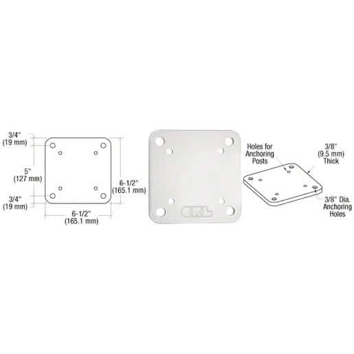 CRL Sky White 6-1/2" Square Base Plate - Durable and Stylish for Any Construction Need
