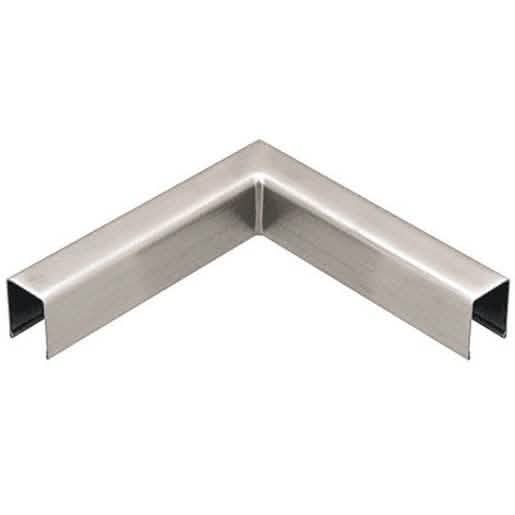 CRL Brushed Stainless U-Channel 90 Degree Corner for 1/2" Glass Railing - Sleek Design