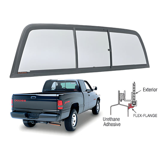 CRL ECT904S tri-vent bonded truck slider with solar glass and flex flange for 1994-2002 Dodge Ram 1500