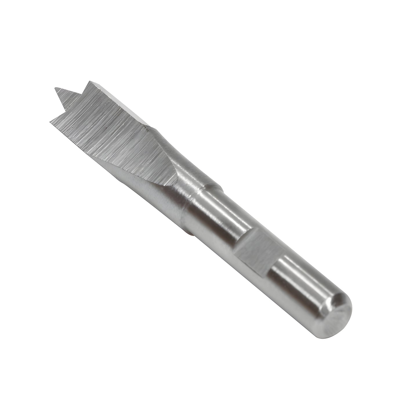 Polished steel drill bit (SKU GDH5WDFAB) for GDH5 hinge drill jig, isolated on white background