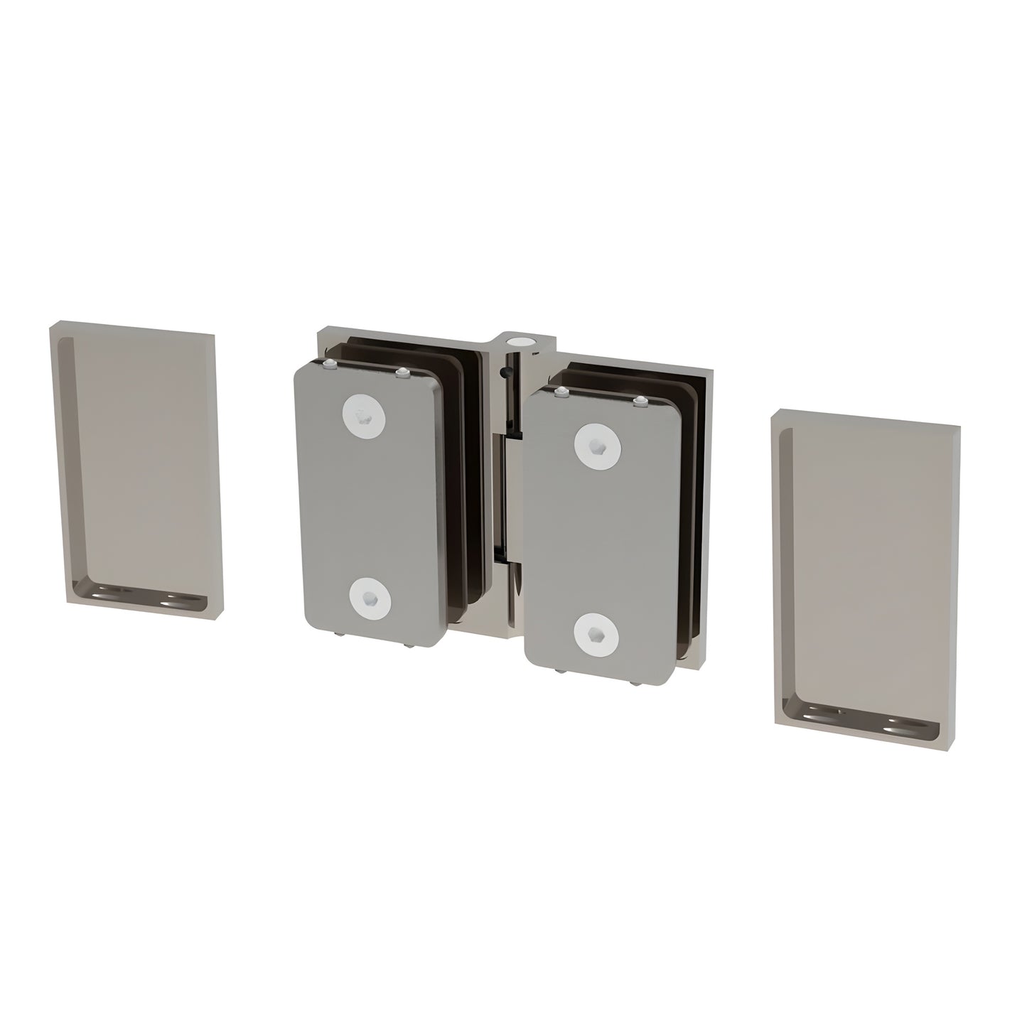 CRL Como C0M180BN brushed-nickel glass-to-glass swing hinge for frameless shower, square concealed design