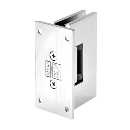 V1E337CH Vienna adjustable polished chrome brass shower hinge for 3/8-1/2" tempered glass, full back plate