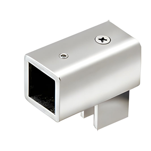 Polished chrome square support bar end fitting for 3/4" tubing, swivel U-bracket (SKU SQ41CH)