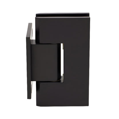 Matte black brass frameless shower door hinge (V1E074MBL), short wall mount back plate, fits 3/8-1/2 tempered glass.