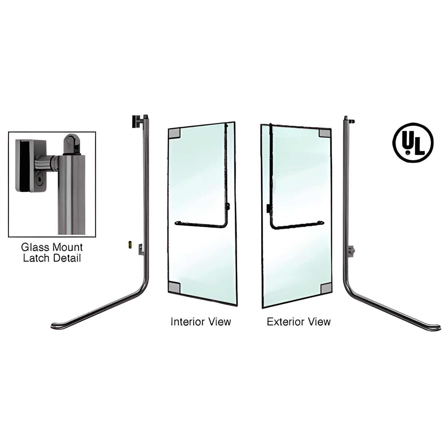 PA100D3GK0RB oil-rubbed bronze tubular panic handle for 1/2 in. glass doors, interior push bar, exterior keyed access