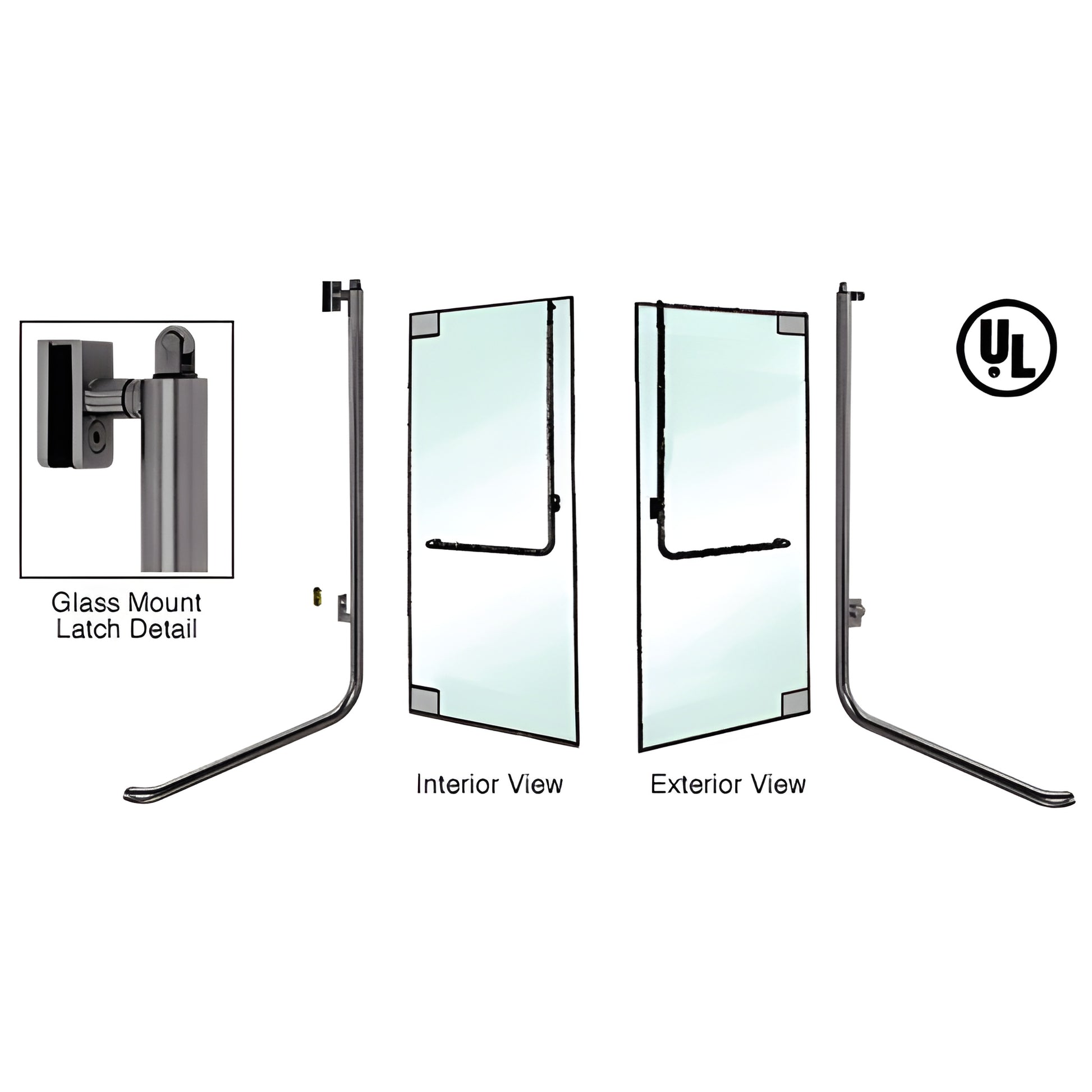 PA100D3GK0RB oil-rubbed bronze tubular panic handle for 1/2 in. glass doors, interior push bar, exterior keyed access