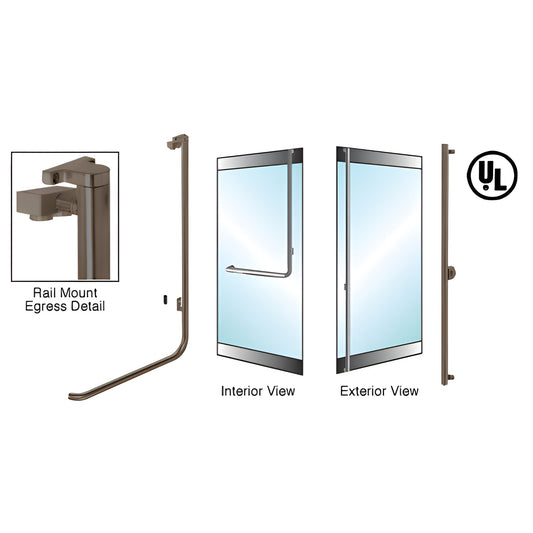EG100F3RK0RB electronic egress rail-mount handle, oil-rubbed bronze tubular push bar for 1/2-3/4 glass doors