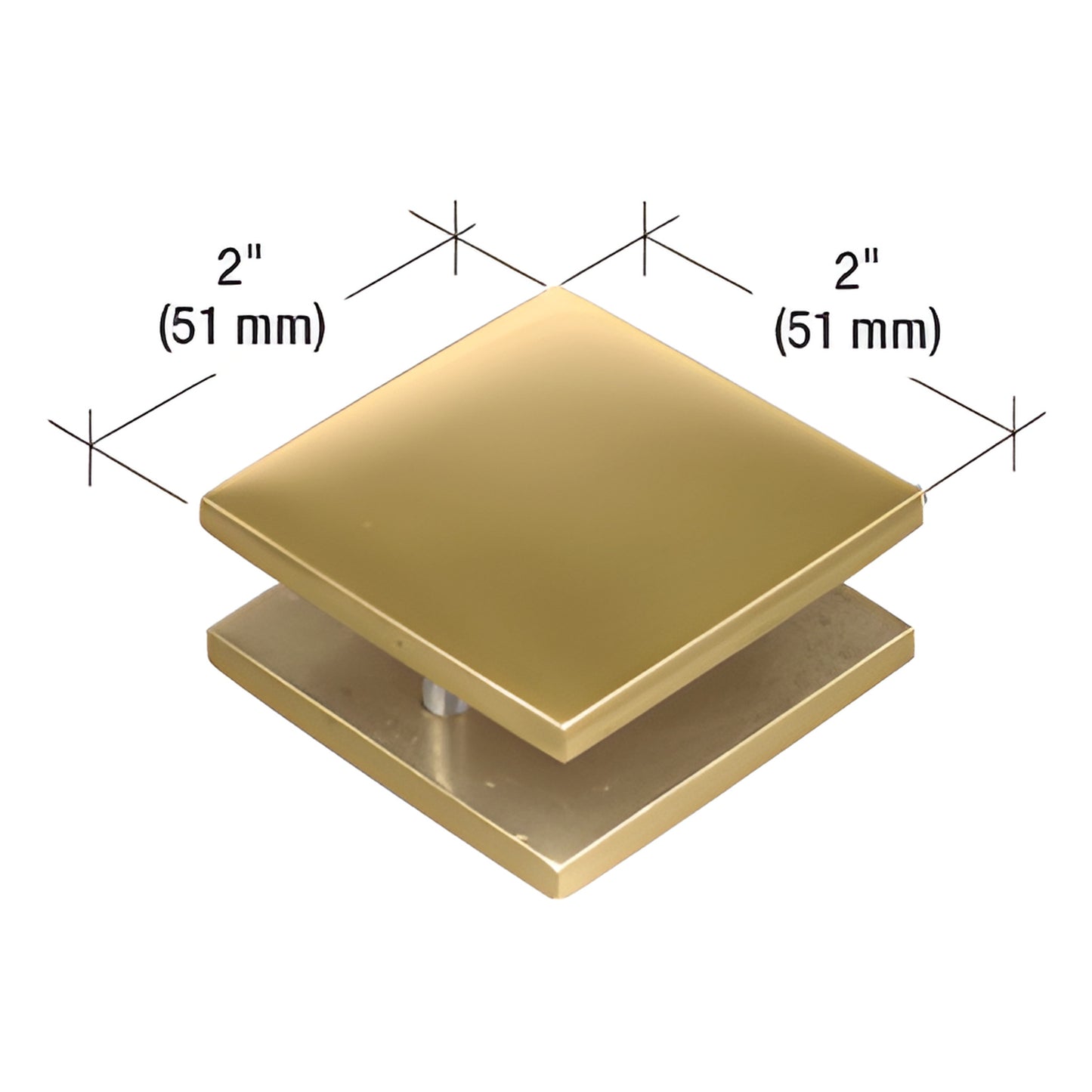 MFC20 2" x 2" polished brass 180 square mall-front glass clamp for joining adjacent tempered glass panels