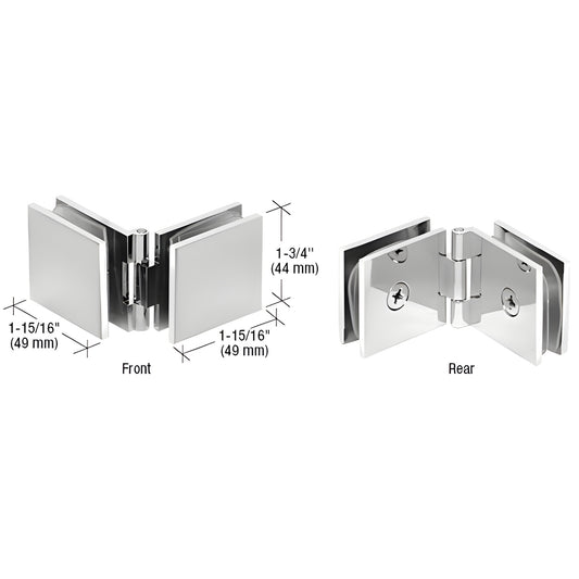ADJSQ180CH polished chrome adjustable glass-to-glass brass clamp for 8-12mm glass, joins panels 90 -180 .