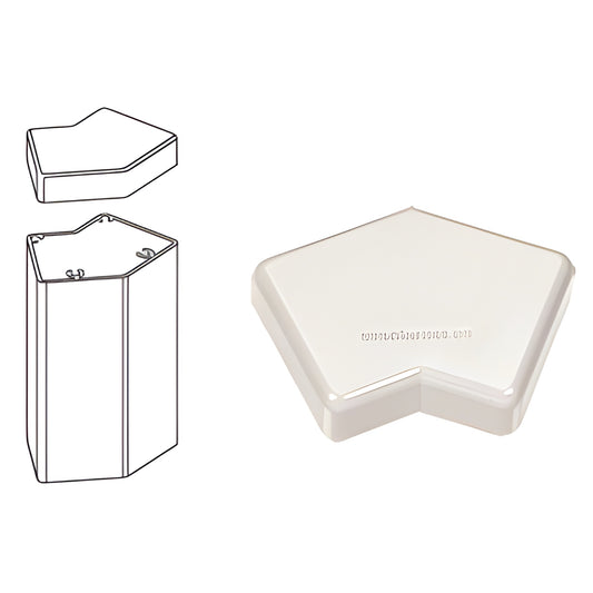 PC45W sky white A380 aluminum 135-degree post cap for 100 Series vertical posts - protective, quick-install