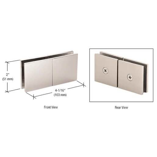 CRL Polished Nickel Square 180° Glass-to-Glass Movable Transom Clamp - Image 1