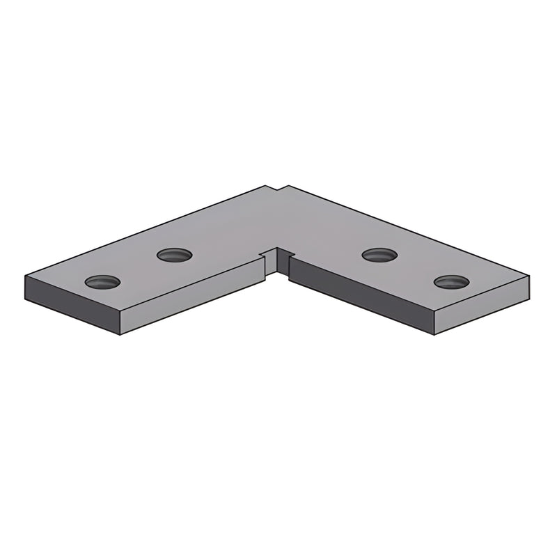 FXCH 90 metal connector plate for Fallbrook XL floor/ceiling profiles, two countersunk holes per side, gray finish