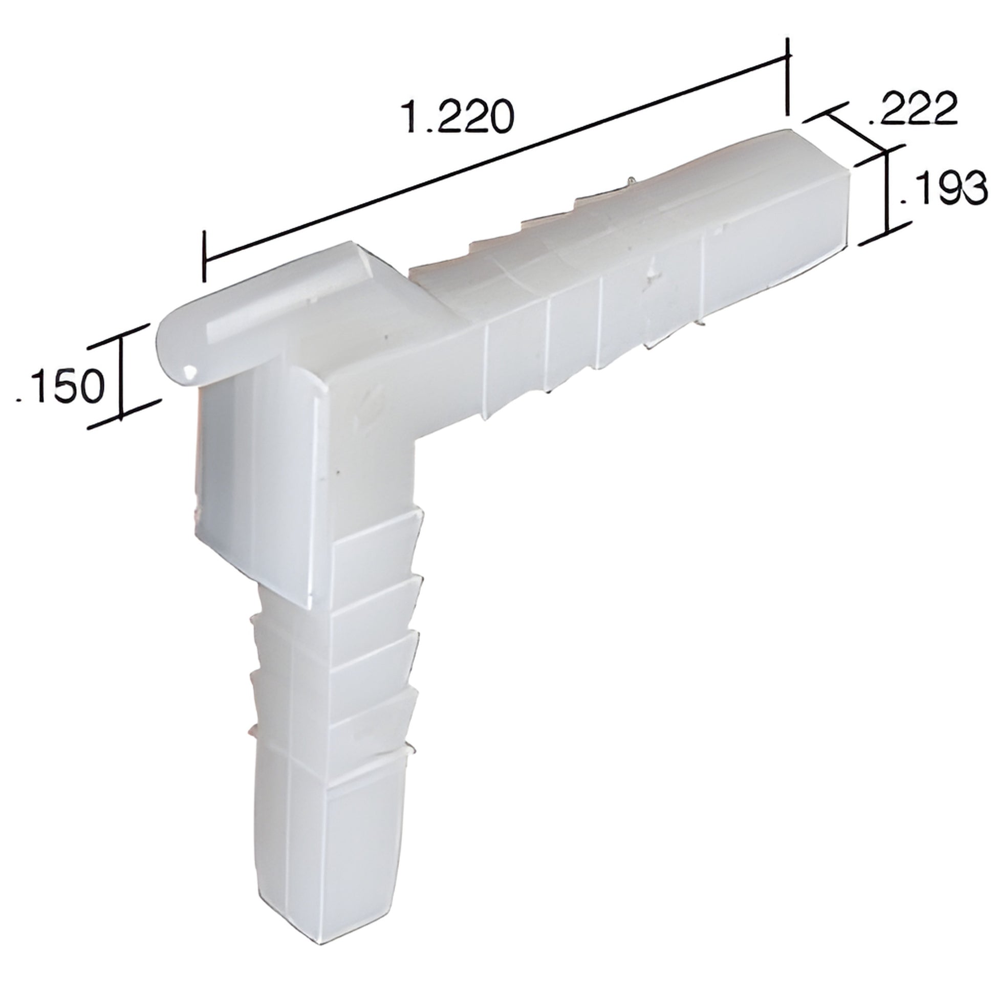 White molded nylon swivel storm window corner key SK225B, 1.22" leg, projecting pin and barbed shank.