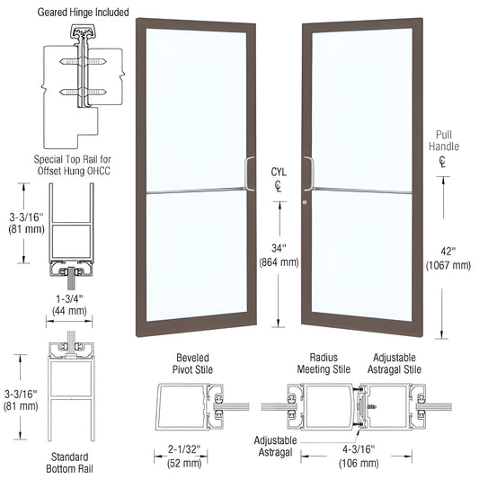 CRL narrow-stile commercial glass entrance door, black bronze anodized, 2" stiles, ADA-ready, SKU DC22922