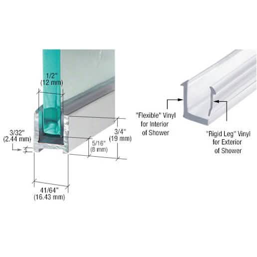 CRL Brite Anodized Dry Glaze U-Channel with Vinyl for sleek glass panel installation.