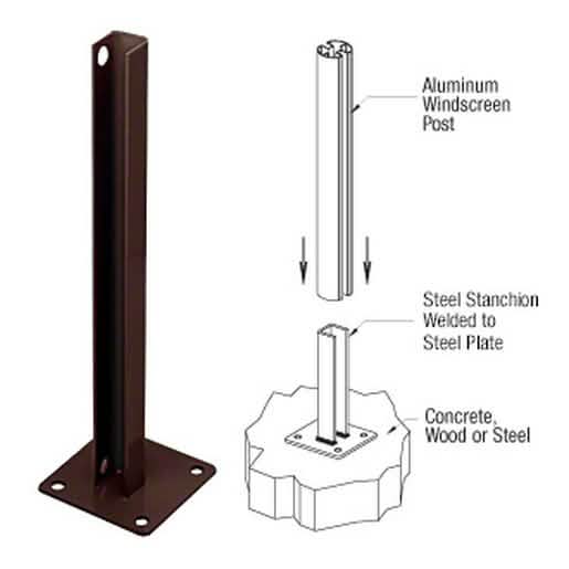 CRL Bronze Steel Stanchion for 135° Rectangular Center Posts – Durable and Stylish Design