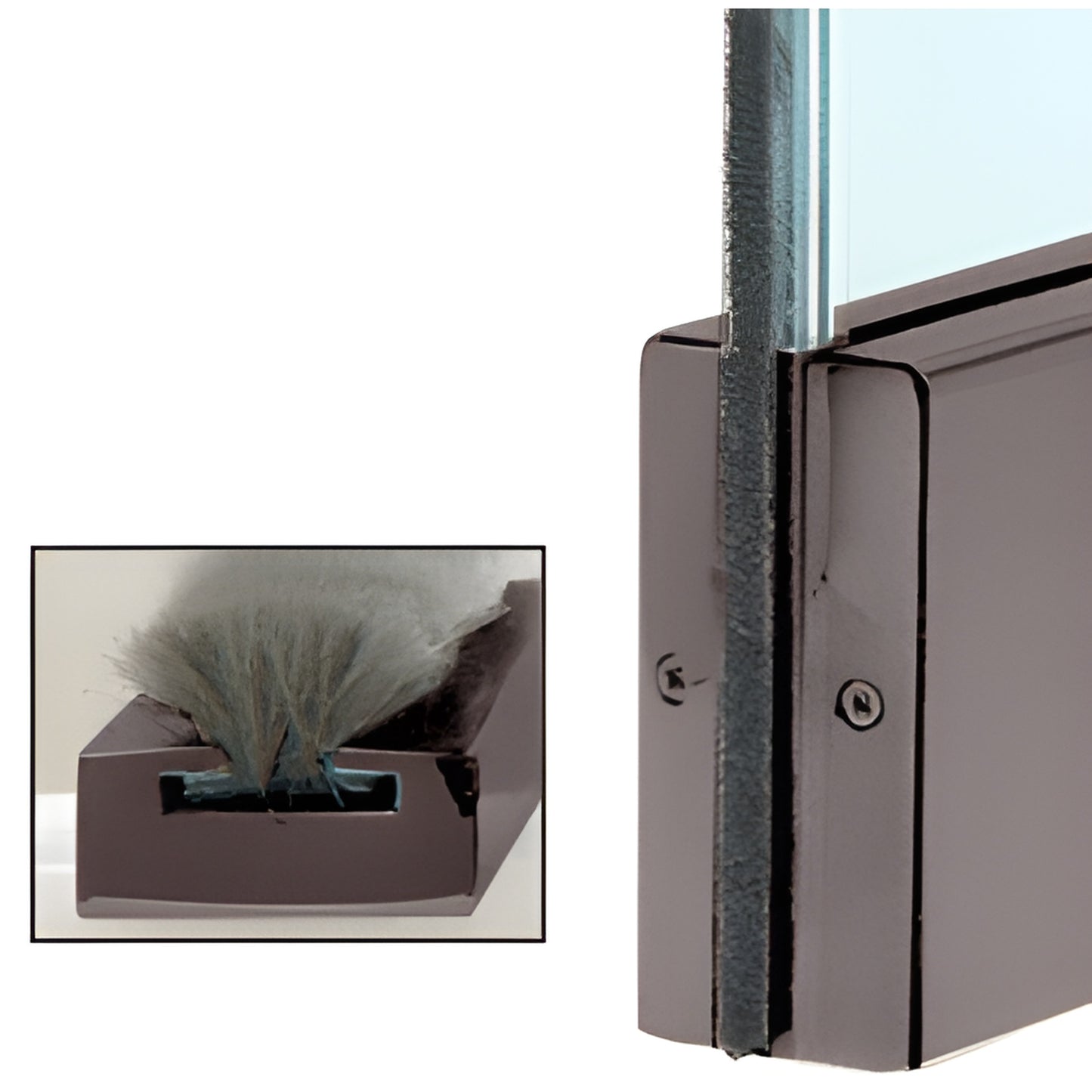 Black-bronze CSW12DU glass-door weatherstrip kit with wool-pile seal for 1/2" (12mm) glass, low-profile