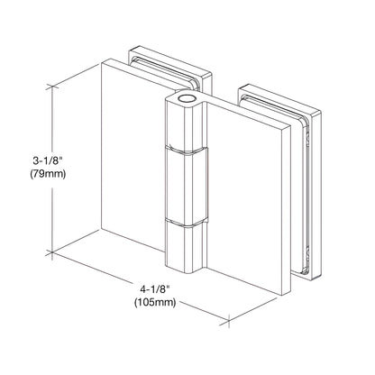 Brushed-bronze square glass-to-glass shower hinge, concealed Como series - fits 8-10mm tempered glass, outswing