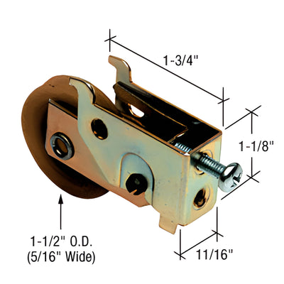 CRL 1-1/2" Steel Sliding Glass Door Roller - 3/4" Housing Ador/HiLite