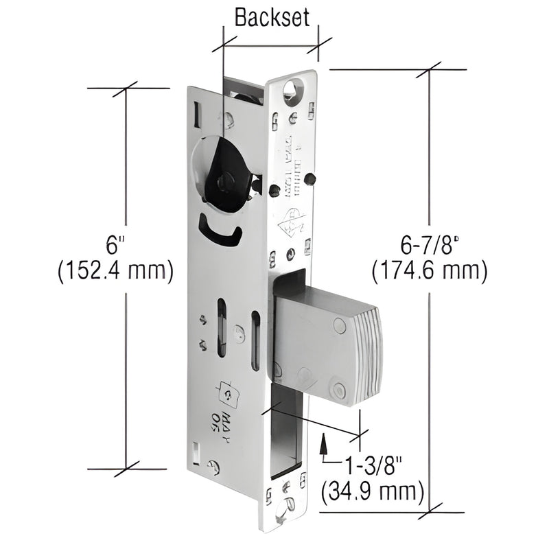 Adams Rite MS18532 long throw deadlock, 1-3/8" stainless laminated bolt with alumina core, 6 7/8" height, chrome finish