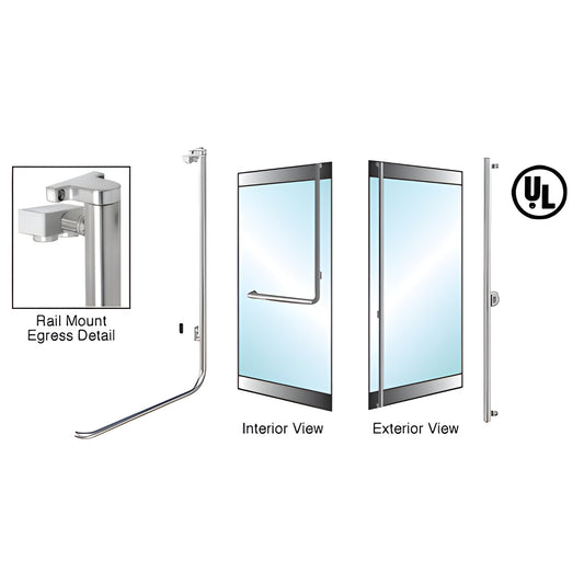 EG100F3RKBS electronic egress control handle, brushed stainless rail-mount for glass doors, 1.25" (32 mm), interior/exterior