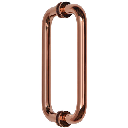 Rose gold solid brass rectangular pull handle for frameless glass doors, back-to-back, fits 6-12mm glass