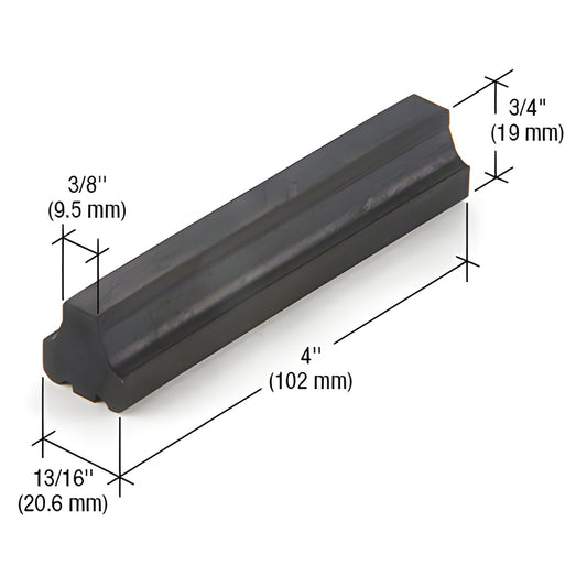 SB142 black EPDM glazing setting block, 4" long for 1/4" (6mm) exterior glass, sold in 100 piece pack