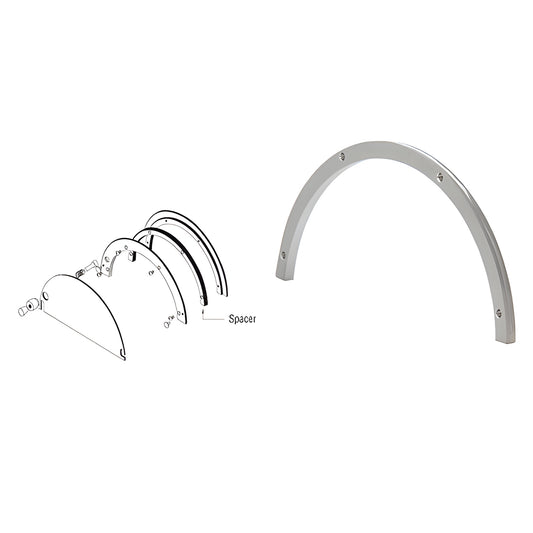 Satin anodized aluminum half-round spacer for ticket windows, fits 1/2in glazing (SKU 723A12)